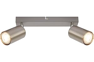 BRILONER - LED Ceiling Spotbar, 2 x GU10 max 9W, Adjustable Ceiling Spot Lights, Living Room, Kitchen Lights, Lamps for Bedroom, 25.5 cm, Silver-Grey