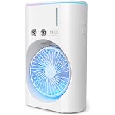 Portable Table Fan 5W, Rechargeable Fan with Humidifier, Water Tank 350ml, 3 Speeds, LED Light, Multi-Angle Adjustment, 90&deg;,