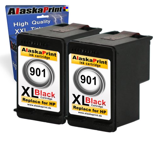 Premium 2 Kompatible Tintenpatronen Als Ersatz für HP 901 XL Schwarz Druckerpatronen CC654AE (Schwarz , black , bk) für Officejet J4500 J45600 4500 J4524 J4535 J4540 J4550 J4580 J4600 J4660 J4680 J4624 J4680C g510a g510g 2x901-hpB