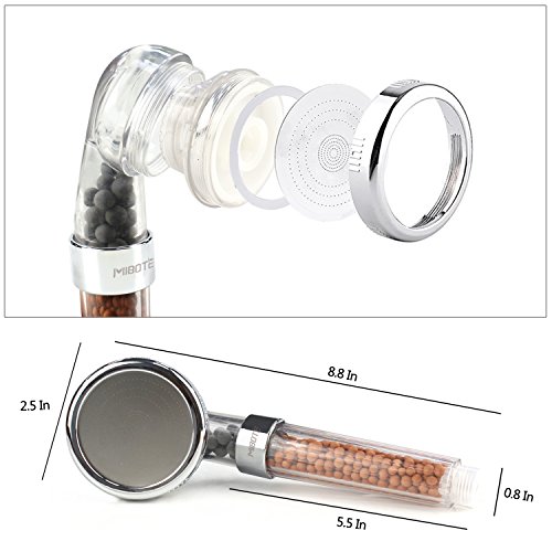 Handheld Filter Filtration Dusche Head Duschkopf Hohe Druck Wasser Energiesparend mit 3-Wege-Dusche Modi für trockene Haut & Hair by mibote, transparent - 5