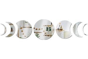 JUMRHFAN 7 sztuk lustro fazy księżyca acyklowe naklejki ścienne, zdejmowane akrylowe lustro ustawienie naklejki ścienne naklejka do domu salon wystrój sypialni (srebro)