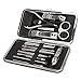 Liying ®12 Pieces Professional Personal Manicure Set Nail Care Travel & Grooming Kit Tool Set In Portable Fashion Leather Wallet Pouch Pedicure Set Gifts Case (Black 12Pcs)