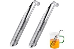 XHNFCU 2 Pezzi Filtri per Tè Diffusore per Tè in Acciaio Inossidabile Infusore per Tè Riutilizzabile Manico Lungo Colino per Tè in Rete per Tè Sfuso, Spezie, Rosa, Perfetto da Appendere alla Tazza
