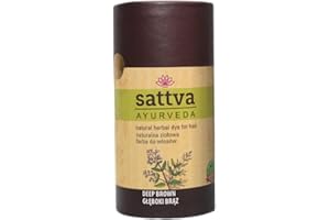 SATTVA AYURVEDA Sattva Natural Hair Color - Henna for Allergies - Organic Plant-Based Hair Dye for Natural Hair Color, Henna Hair Dye for Volume and Shine - Double Portion - ECOCERT (Deep Brown, 150)