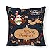 Produktbild Dkisee Merry Christmas Kissenbezug, niedliche Szene, Bären, Spielen mit Schnee, quadratisch, für Sofa Couch Sessel, Überwurf, Kissenbezug für Heimdekoration, Color#04, 56 x 56 cm