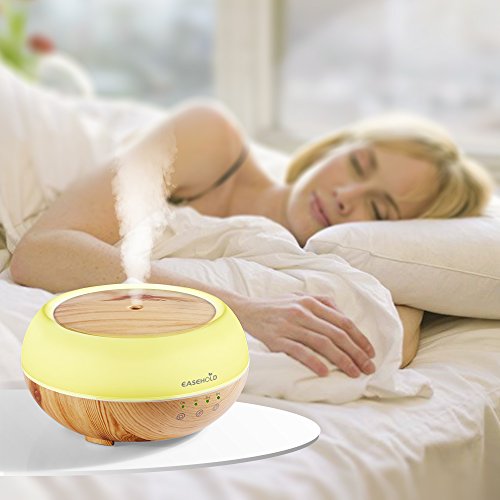 EaseHold Aroma Diffuser 300ML Aufgerüstet Touch-Taste Leise Kalten Nebel Luftbefeuchter Ultraschall Oil Düfte Humidifier Holzmaserung LED mit 7 Farben Elektrisch Duftlampe Humidifier LED Licht für Babies Kinder Haus Yoga Schlafzimmer Wohnzimmer Büro(hölzerner Korn-Unterseiten- + Milch-weißer Deckel) - 4