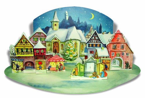 Download Théâtre Grand Calendrier de l'Avent 24 portes Calendrier de l'Avent 3D style 1955 3 D sur pied 480 x 215 x 295 – Design Antique Allemand traditionnel