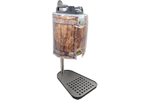 BIEREX 5 Liter Fasshalter mit Fasskühler Kühlmanschette Zapfstelle Bierfasshalter von Clauss für Partyfass Partydose Zapfanlage aus Edelstahl und schwarz lackiertem Metall (Set mit Holzfassoptik)