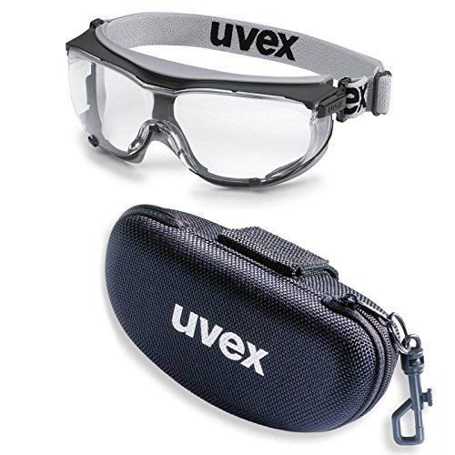 UVEX Vollsichtbrille carbonvision supravision extreme klar grau/schwarz im Set inkl. Brillenetui, Sicherheitsbrille, Arbeitsschutzbrille