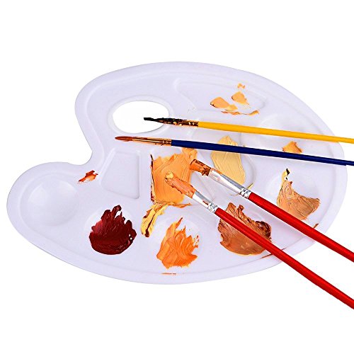 Hosaire Farbpalette mit Griffloch, Weiss Kunststoff Mischpalette, 22.8 x 11.7 cm - 3