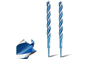 Teronbeta Foret à Bois Hélicoïdal 16mm x 230mm x 2pcs Professionnel Mèche pour Bois avce Pointe Pilote und 1/4 Pouce Tige Hexagonale pour le Travail du Bois