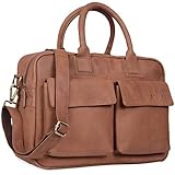 STILORD 'Carlo' Große Umhängetasche Leder Lehrertasche Aktentasche Schultertasche Reise Beruf Freizeit 15,6 Zoll Laptop College Bag Arbeit Büro, Farbe:braun