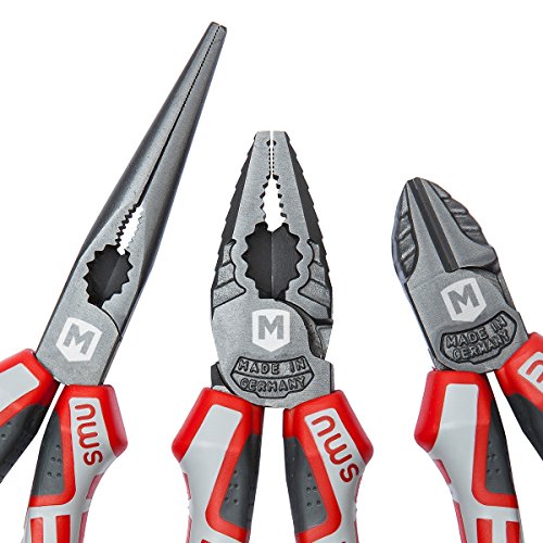Zangen Profi Set 3tlg. GEBR. MACHER 50258 | Made in Germany | Kombizange | Seitenschneider | Radio-/ Telefonzange | mit Sicherungsband | Karton - 6