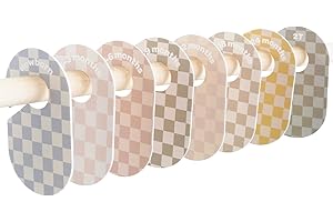 3 Sprouts - Séparateur Penderie Bébé - Organisateur de Taille pour Vêtements de Bébé et Enfant - Lot de 8 - Damier