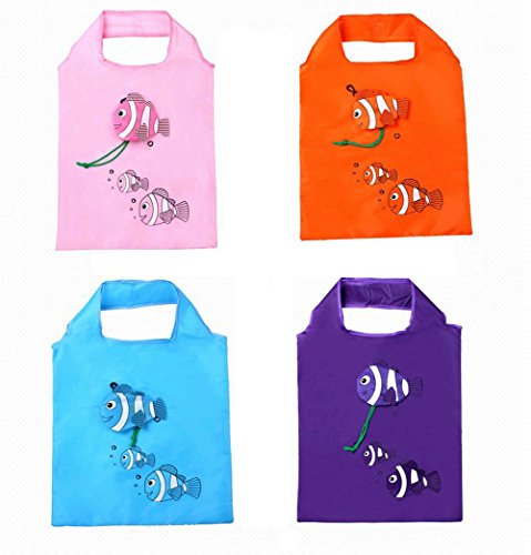 Anemonenfisch Faltbarer Einkaufs ÖKO Taschen Wiederverwendbare Farbe Random Packung mit 5 - 4