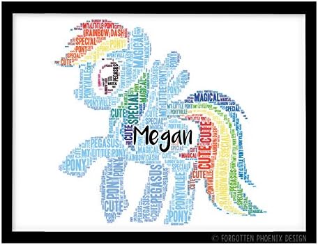 FP1064 Unusual My Little Pony Gifts ? Rainbow Dash A4 Print Personalised Word Art