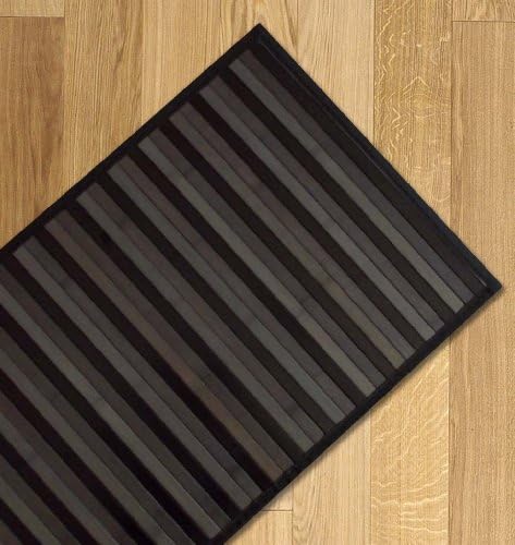 KITCHEN RUG BAMBOO STRIPED MULTI-PURPOSE 55 X 140 CM BLACK