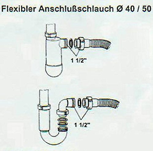 tecuro flexibler Spülen-Ablaufschlauch, ausziehbar bis 850 mm - 5