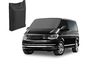 TAZZOR Auto Windschutzscheiben Abdeckung für T6, 600D Oxford Blackout Sonnenschutz Frontscheibe Thermomatten, Frontscheibe Wrap Cover Wasserdicht Wetterfest Anti-UV/Frost/Ice/Staub für VW Wohnmobil