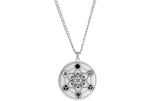 unift Cubo de Metatrón Collar Colgante Para Hombres Mujeres Acero Inoxidable Estilo Geométrico Hueco Sellos de Arcángel Collar Espiritual Curación Talismán Joyería