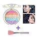 Makeup Highlighter Eyeshadow Palette Terrece Handmade Makeup Blusher Face Shimmer Powder Rainbow Color #1 with Blusher Brush