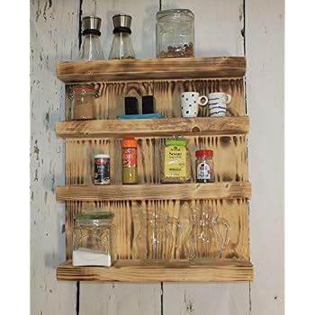 CHICCIE Gewürzregal Würzifix Aus Holz - Dunkel Geflammt, 38x28x15 Cm, Mit Oder Ohne Zwischenbrett - Ordentliche Gewürzaufbewahrung Für Die Küche