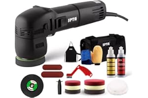 SPTA Buffer Polisher, 3 Inch 10mm/780W Variable Speed Orbital Dual Action Auto Detailing Tool With DA Polishing Pads, Sanding Discs, Pad Conditioning Brush, Scratch Remover