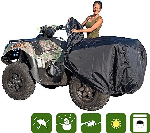 SHINE Universal Waterproof ATV Quad Bike 4 Wheeler Cover, All Weather Protection Storage for Honda / Polaris / Yamaha / Suzuki (L)
