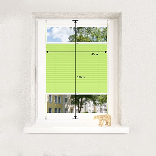 Rollos für Fenster 50 x 100 Klemmfix Sonnenschutz Jalousien Plissee weiß – Grün 60×130 (BxH) - 4