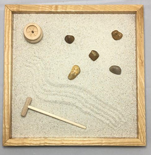Zen Garden of Table (25 x 25 x 2 cm Solid Wood Ash Hand Marbled – Artisan Manufacture. – Quality product