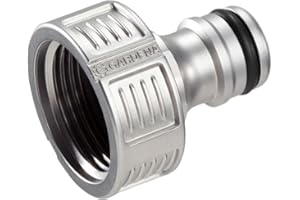 Nez de robinet Premium 26,5 mm (G 3/4 Pouce) de Gardena : adaptateur pour robinets, résistant au gel, emballé (18241-20), Argent