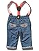 M&Co Baby Girl Embroidered Adorable Bunny 3D Bows Themed Turn Up Trousers With Polka Dot Braces Denim 6/9 Mnths