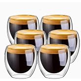 Needd &Ccedil;ift Katmanlı Espresso Cam Bardak Seti 6'lı 80 ml | Borosilikat Double Wall Isı Yalıtımlı Şeffaf Kahve Bardağı | Espres