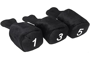 TENLACUM PTCM – Juego de 3 Black Long Neck Golf Club Head Covers Headcover Protect 1 3 5