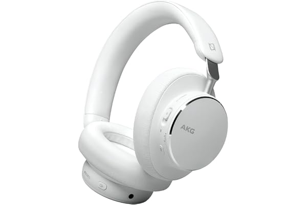 AKG N9 Hybrid Over-Ear Casque – Son cristallin sans Fil, True Adaptive Noise Cancelling, Qualité d’Appel certifiée Zoom, 100h d’autonomie, Bluetooth, USB-C, Blanc