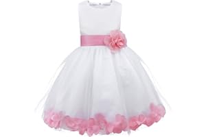 IEFIEL Vestido Niña de Las Flores Fiesta Vestido de Comunión Bautismo Vestido Princesa de Tutú Tul para Boda de Noche Cumpleaños 2-14 Años