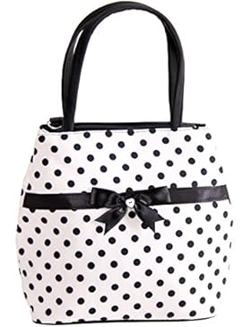 SugarShock Polka Dots Damen Handtasche Magdalen Rockabilly Tasche, Farbe:weiss