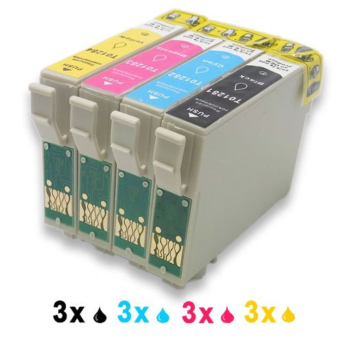 Generisches Kompatible Tintenpatrone als Ersatz für Epson T1281 T1282 T1283 T1284 (3x Schwarz, 3x Cyan, 3x Magenta, 3x Gelb, 12er-Pack)