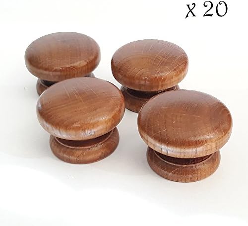 Amazoak 20 x wooden oak kitchen door knobs cabinet cupboard 40 mm diameter