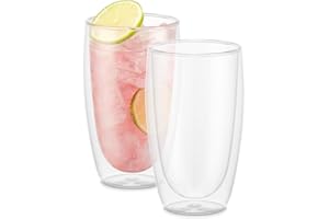 Bodum PAVINA Verres Double Paroi 2 pièces – Tasses Café 450ml – Gobelets Thermiques – Borosilicate Soufflé – Lave-Vaisselle