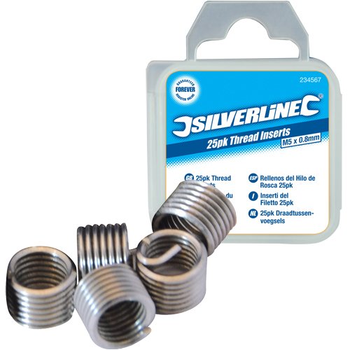 Silverline 435675 Helicoil-Gewindeeinsätze M6 x 1,0 mm, 25er-Pckg.