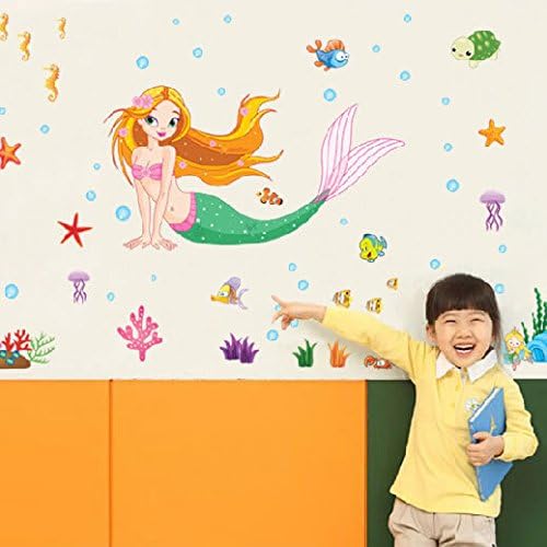 ZLYAYA Wallpapers murals,wallpaper stickers,Wall Stickers Underwater Mermaid Wall Stickers Bathroom Decoration pvc   Baby Swimming Pool