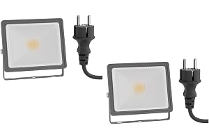 ledscom.de 2x LED trädgårdsspotlight FLIN för utomhusbruk, IP66, stickpropp, grå, 11,5 W, 837lm, varmvit