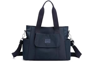 YANAIER Damen Handtasche Umhängetasche Multi Fach Shopper Schultertasche Wasserdicht Nylon Henkeltasche für Reisen Schule Arbeit Dunkelblau