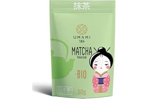 Umami Poudre de Thé Vert Matcha BIO - Qualité Premium, Cultivé à Uji, Kyoto (Japon) issu de l'Agriculture Biologique. 50 grammes