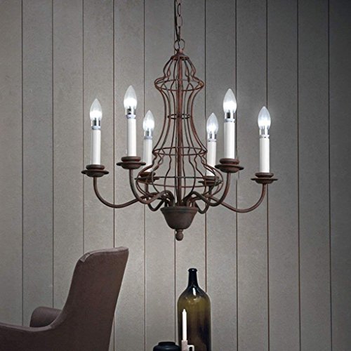 Preisvergleich Produktbild XQY Wohnzimmer Kronleuchter, Bar Restaurant Dekoration Beleuchtete kreative Persönlichkeit Kronleuchter Amerikanisches Dorf Eisen Kerzenständer Wohnzimmer Schlafzimmer Restaurant Bar Sechs Retro Kr