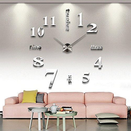 Jinxu 3D Stereo Diy Digital Clock Clock Large Size Living Room Wall Stickers,Diamond Blue 50-70 Cm In Diameter