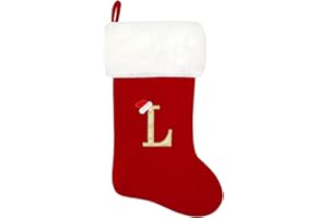 GALER 20 Inches Christmas Stocking, Personalised Christmas Stockings with Letters, Super Soft Initial Christmas Stocking Large Monogram Xmas Stockings Red Names Stockings Gift for Christmas Holiday Xmas (L)