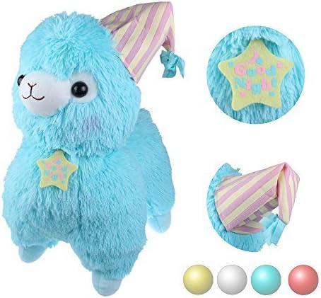 KSB 20 Giant Huge Blue Good Night Plush Alpaca With Locket And Nightcap,Cute Soft Stuffed Animals Cushion Toy Doll,Best Birthday Gifts For The Children Kids Over 1 Years by KSB