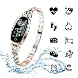 ydkj H8 Smart Armband Damen, Fitness Tracker Armband Frauen Smartband mit Pulsmesser Blutdruck Herzfrequenz Schlafmonitor Schrittzähler Wasserdicht IP67 Farbbildschirm Android iOS Handy (Gold)